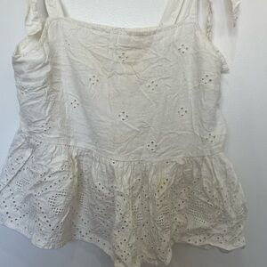 Madewell Cream Eyelet Sleeveless Blouse